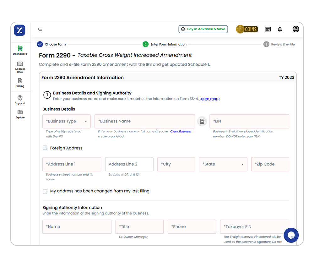 E-file IRS Form 2290 Amendments